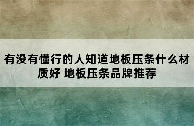 有没有懂行的人知道地板压条什么材质好 地板压条品牌推荐